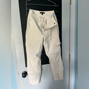Cream high rise cargo pants